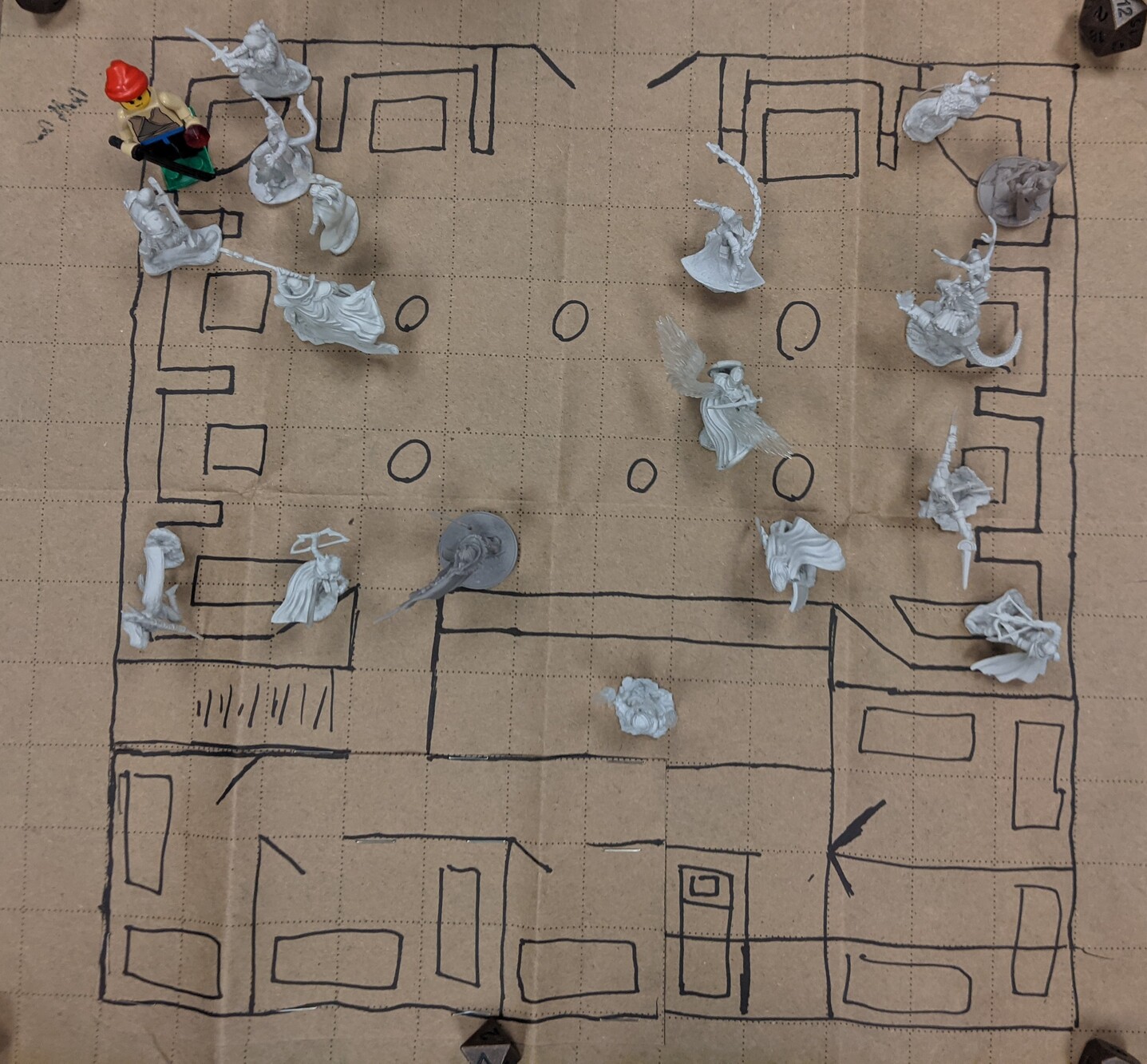 an overhead photograph of the bar: hostiles surround Salris, who is backed into a corner.